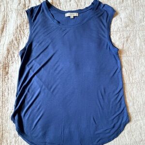 LOFT Blue Sleeveless Round Neck Tank Top